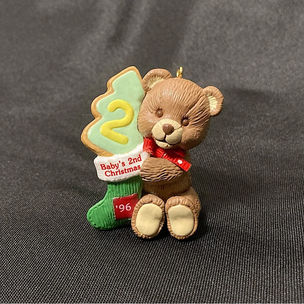 💚 Vintage Hallmark Keepsake ornament Child’s Second Christmas 1996 Teddy Bear